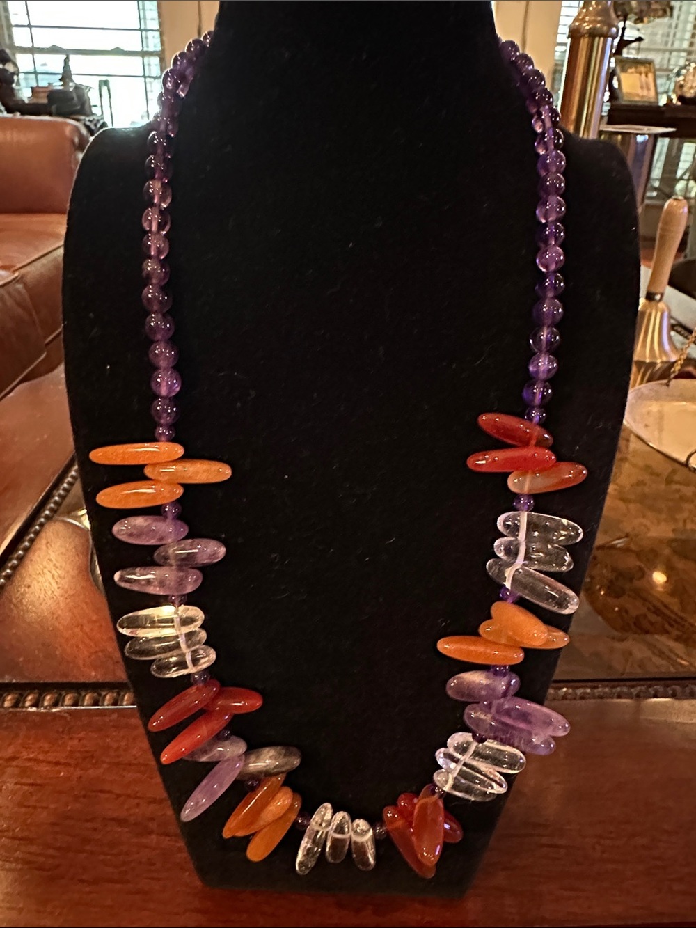 Jay King Multicolor Beaded Necklace - Purple, Orange, Clear
